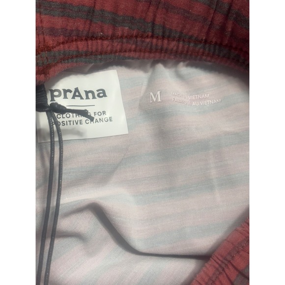 prAna Men's Metric E-Waist Shorts UPF 50+ Stretch Performance‎ Rust Stripe M $69 - Picture 6 of 7
